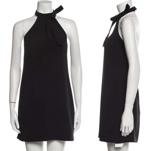 NEW - Club Monaco - 'Bowee' Black Bow Halter Mini Dress (Backless) - size 4 - Picture 1 of 14